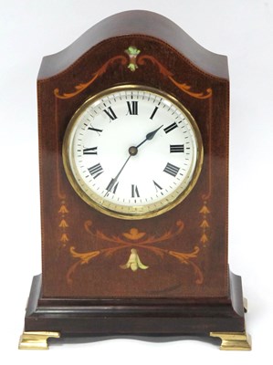 Lot 1392 - Edwardian Dome Topped Inlaid Mahogany Mantle...