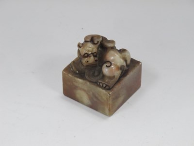 Lot 1347 - Oriental, Chinese soapstone seal 3.7cm square,...