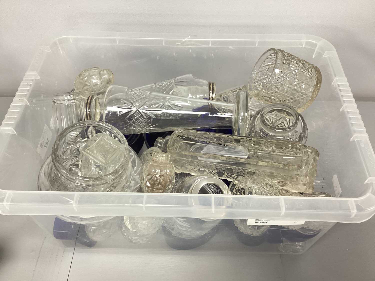 Lot 212 - Blue and Other Glass Liners, cut glass dishes,...
