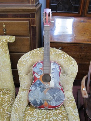 Lot 1411 - Acoustic Guitar with Images of the Beatles,...