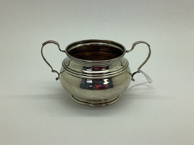 Lot 410 - A Hallmarked Silver Twin Handled Sugar Bowl,...