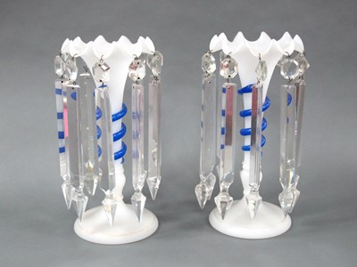 Lot 1003 - A Pair of Late Victorian Glass Table Lustres,...