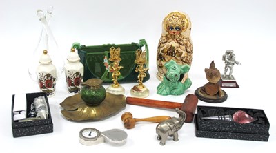 Lot 1291 - Early XX Century Inkwell, Russian doll, etc:-...