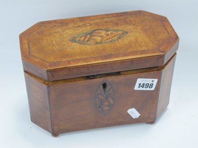 Lot 1498 - Regency Oak Tea Caddy, with shell pattern to...