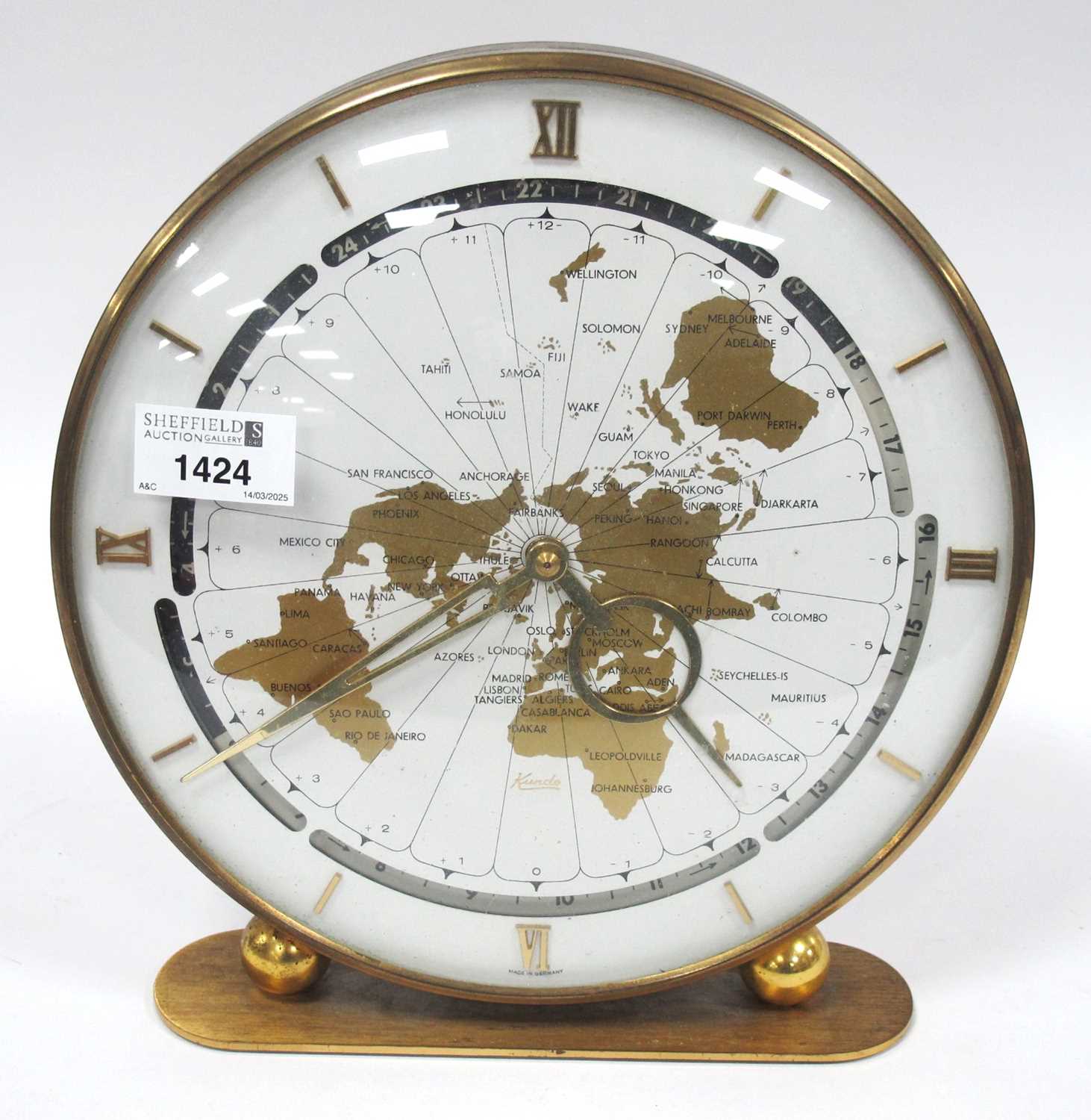 Lot 1424 - Kundo World Time Desk Clock, by Kieninger and...