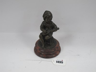 Lot 1495 - Bronze Figure of Seated Mandolin Player, on...