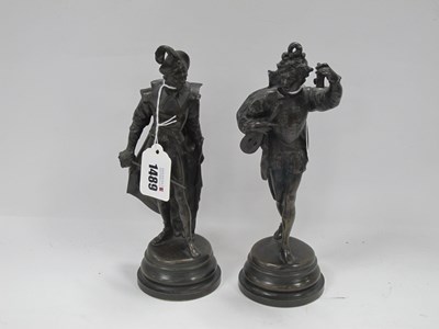 Lot 1489 - Lalouette, pair of bronze figures of mandolin...