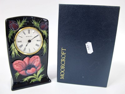 Lot 1018 - A Moorcroft Pottery Mantle Clock, painted in...