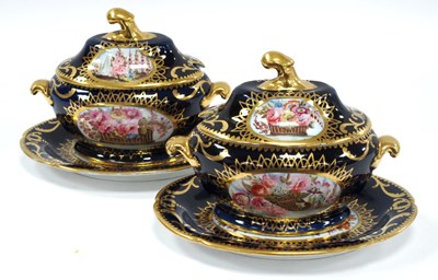 Lot 1063 - A Pair of Mid XIX Century Coalport Oval Sauce...