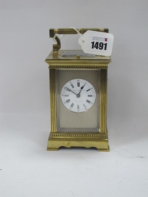 Lot 1491 - Brass Cased Carriage Clock, patent surety...