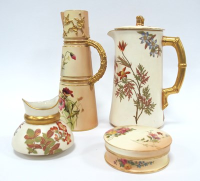 Lot 1057 - A Royal Worcester Coral Handled Jug, with...