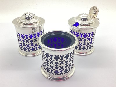 Lot 64 - A Hallmarked Silver Decorative Cruet Set, B&Co,...