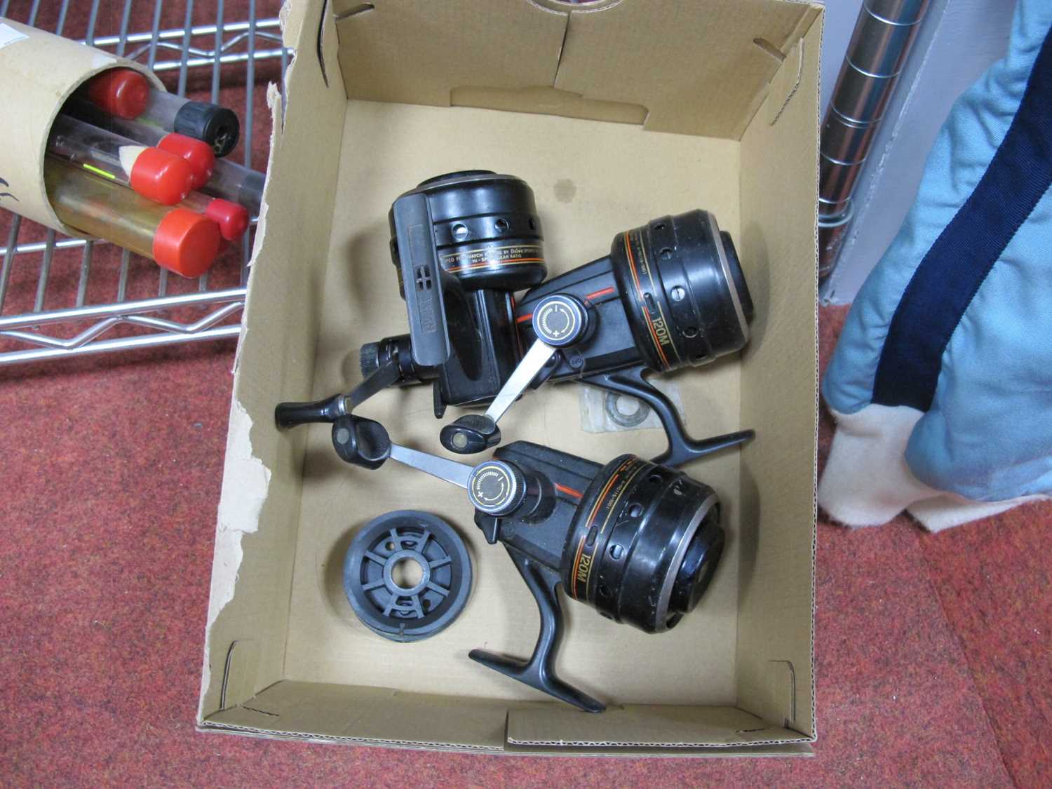 Lot 698 - Daiwa 120m Closed Face Reels, three including...