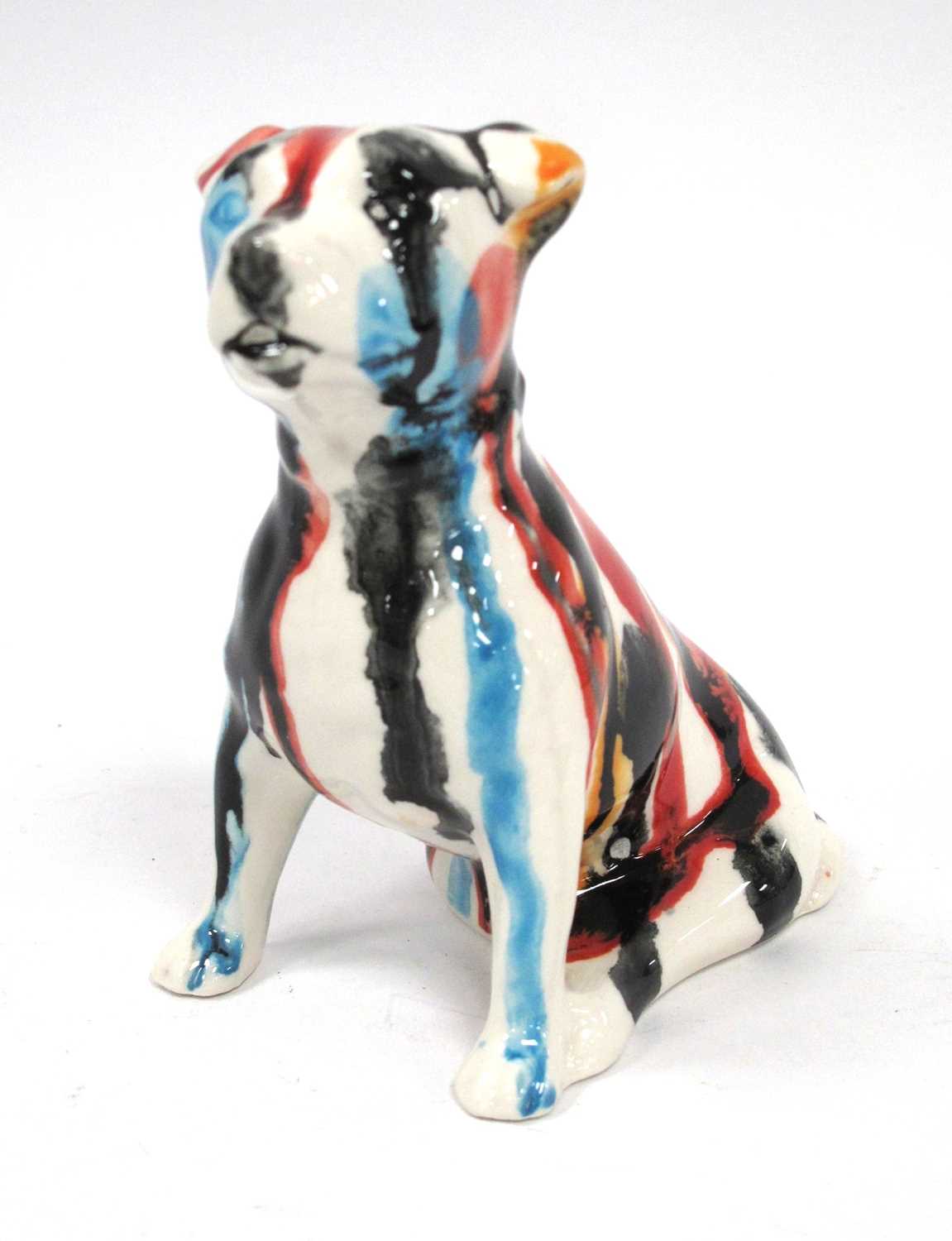 Lot 1269 - Anita Harris Splash Staffy Dog Sitting, gold...