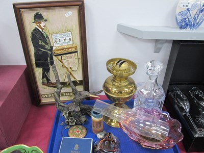 Lot 1150 - Oil Lamp, decanter, wavy dish, etc:- One Tray...