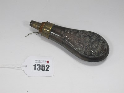 Lot 1352 - French Copper Powder flask, featuring cross...