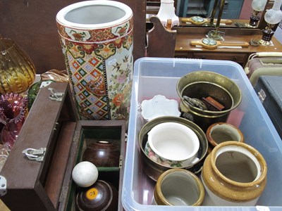 Lot 1069 - Jardinieres, stoneware jars, etc:- One Box....