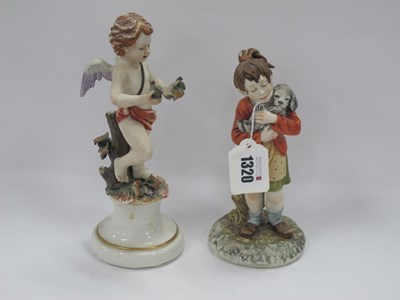 Lot 1320 - Capodimonte Figure of Girl Cuddling Dog, by 17....