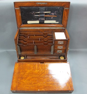 Lot 1262 - A Late XIX Century Oak Stationary Box, of...