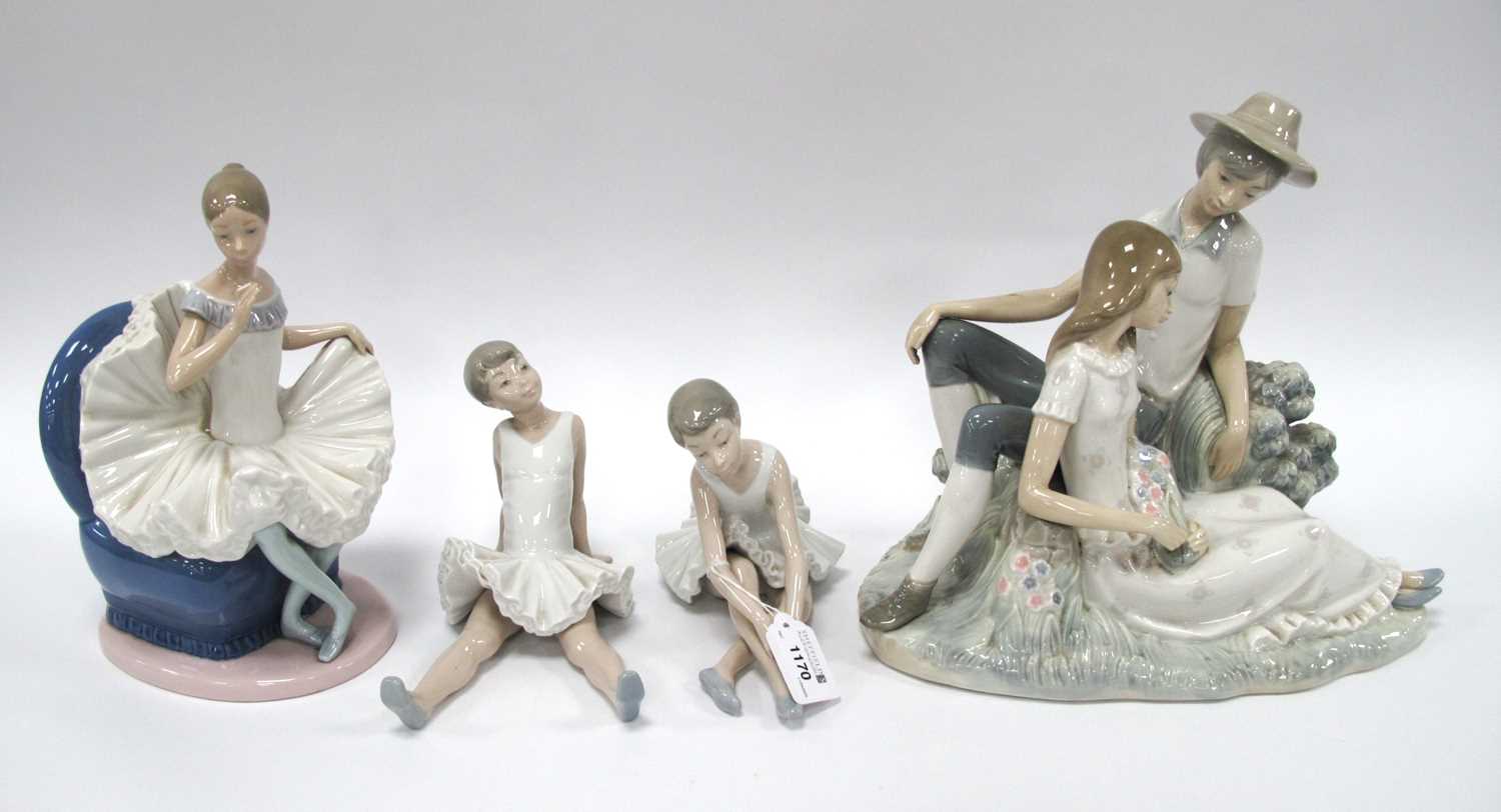 Lot 1170 - Nao Seated Courting Couple, 30cm wide and...