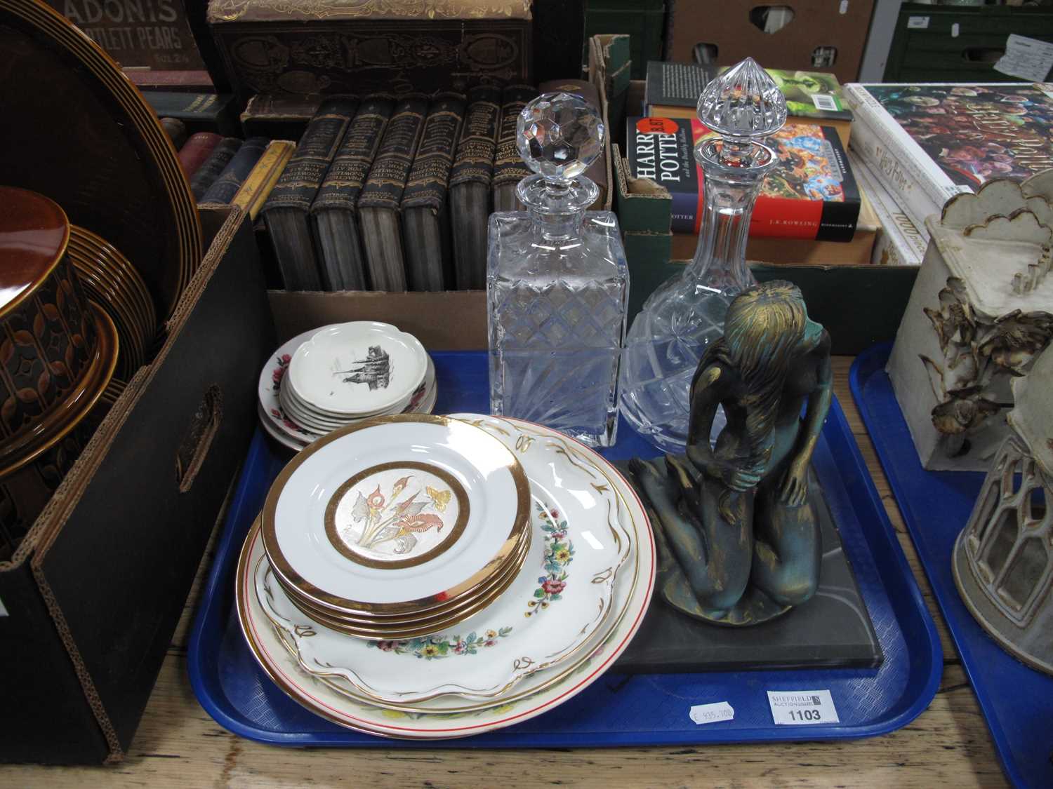 Lot 1103 - Greek Figurine, glass decanters, Rosenthal...
