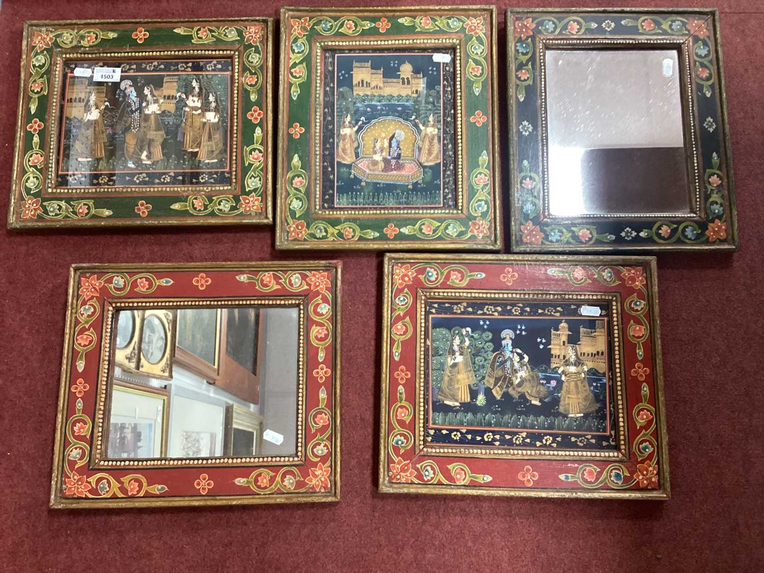 Lot 1503 - Indian Artwork Figures in Garden Scenes, at...