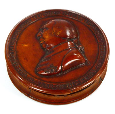 Lot 1205 - A George III Commemorative Boxwood Snuff Box,...
