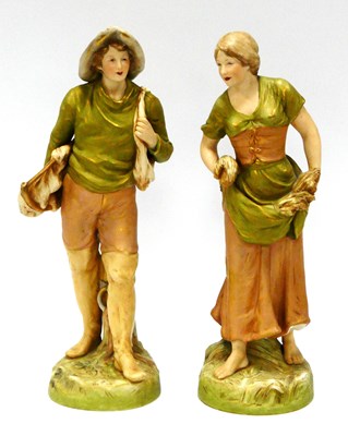 Lot 1018 - A Pair of Royal Dux Pottery Figures, modelled...