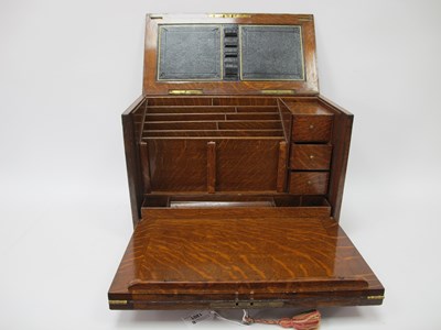 Lot 1201 - A Late XIX Century Oak Writing Box, of...