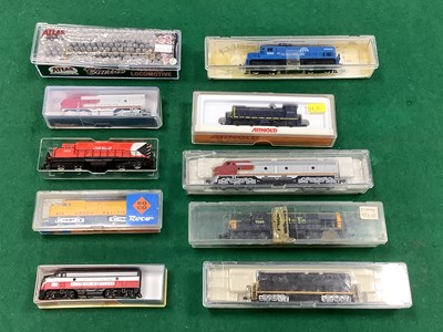 Lot 546 - Ten N gauge North American diesel locomotives...