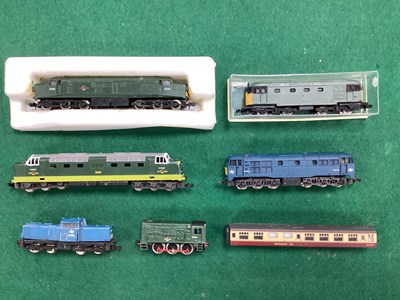 Lot 704 - Six British outline N gauge diesel locomotives...