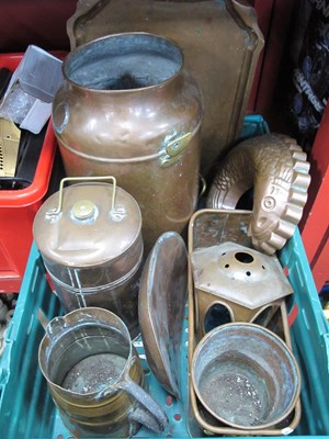 Lot 1034 - Copper Ware, to include fish mould,lamp head...