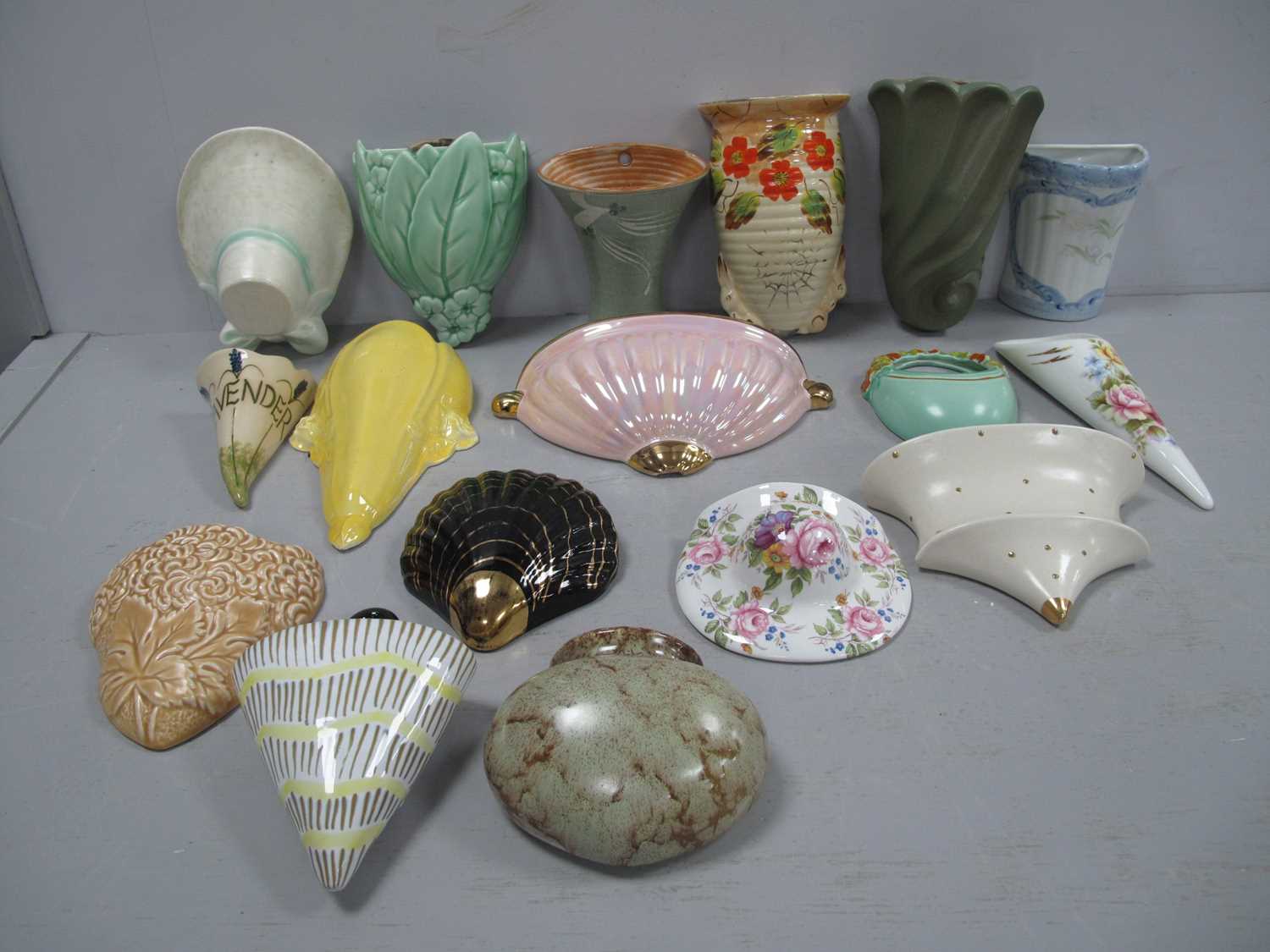 Lot 1059 - A Quantity of Ceramic Wall Pockets, to include...