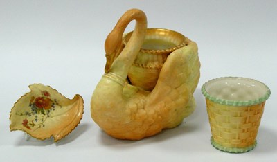 Lot 1025 - A Royal Worcester Porcelain Model of a Swan,...