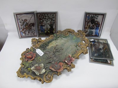 Lot 1174 - Pewter Framed Stained Glass Panels, featuring...