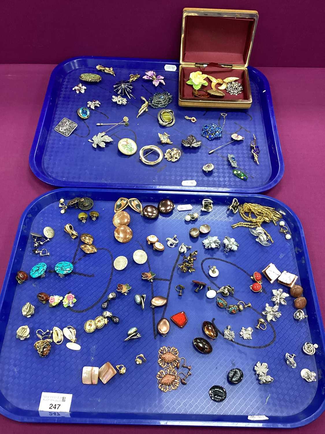 Lot 247 - Vintage and Later Earrings, including clip on...