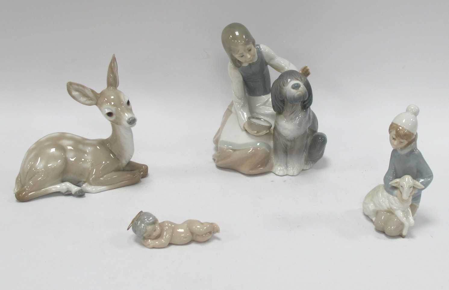 Lot 1196 - Lladro Figure Group of a Girl Holding a Bowl...