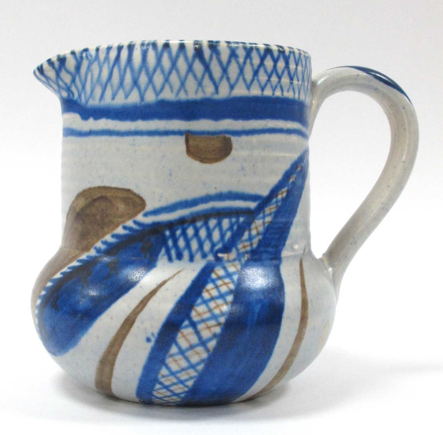 Lot 1202 - Susie Cooper Pottery Jug, 1932 M80 K with blue...