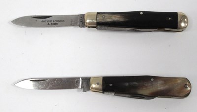 Lot 1288 - Two Blade Folding Pocket Knives, brass lined...
