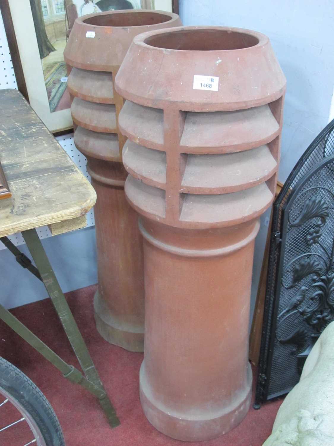 Lot 1468 - Pair of Terracotta Chimney Pots of Circular...