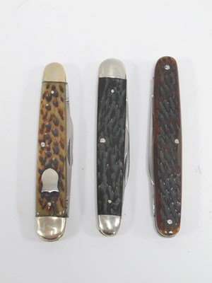 Lot 1368 - Multi Blade Folding Pocket Knives, stag scales,...