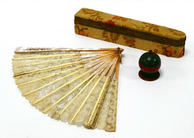 Lot 1196 - An Early XX Century Fan, with mother of pearl...