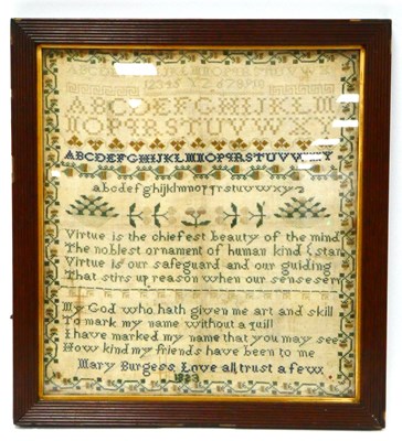 Lot 1178 - An Early XIX Century Sampler, worked by Mary...