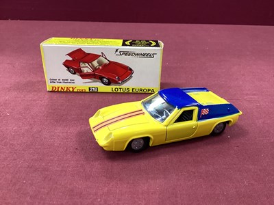 Lot 916 - Dinky Toys No 218 Lotus Europa, yellow/blue,...