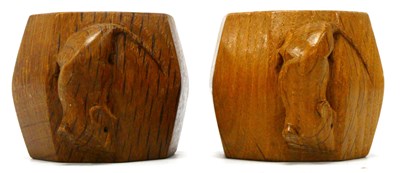 Lot 1236 - Two Robert Thompson 'Mouseman' Oak Napkin...