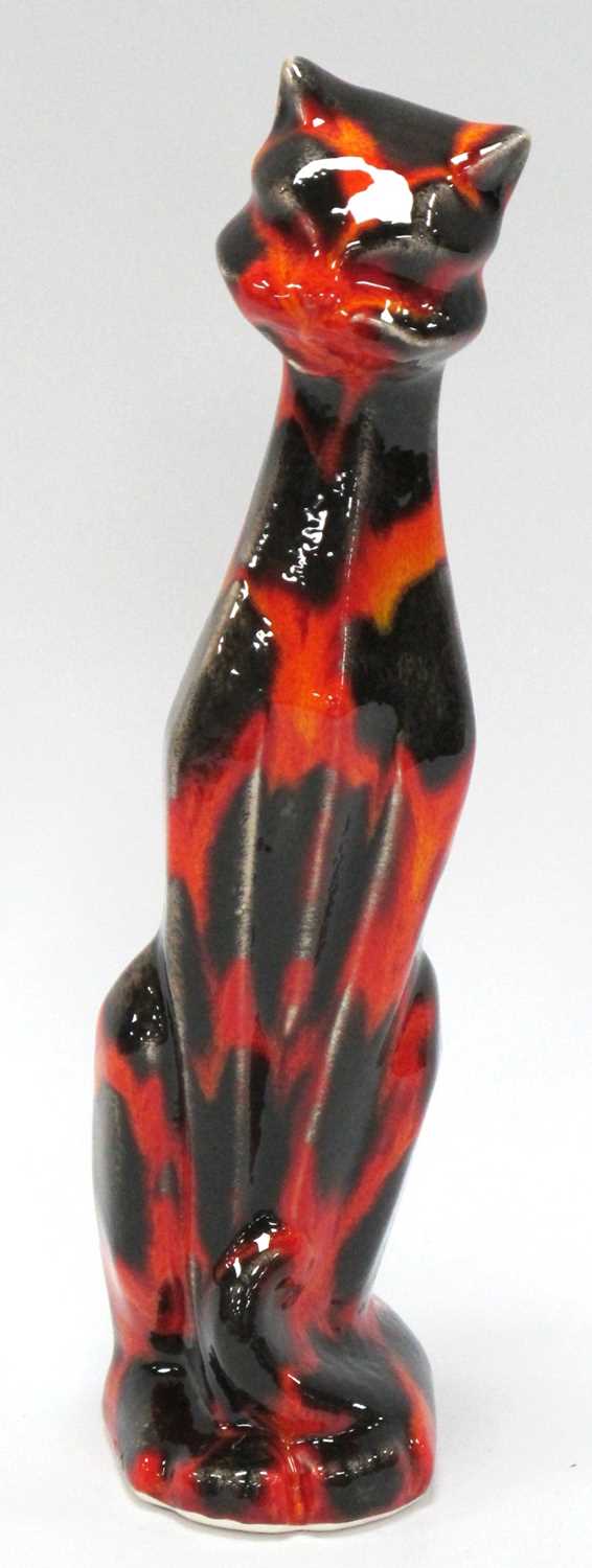 Lot 1155 - Anita Harris Hot Coals Sitting Cat 25cm gold...