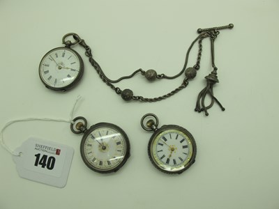 Lot 140 - Three Decorative Openface Fob Watches, each...