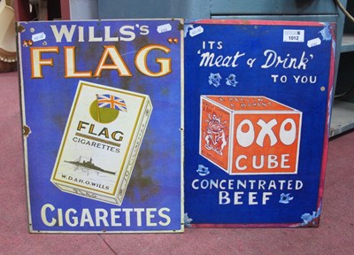 Lot 1012 - Two Repro Metal Signs, Will's Flag Cigarettes,...