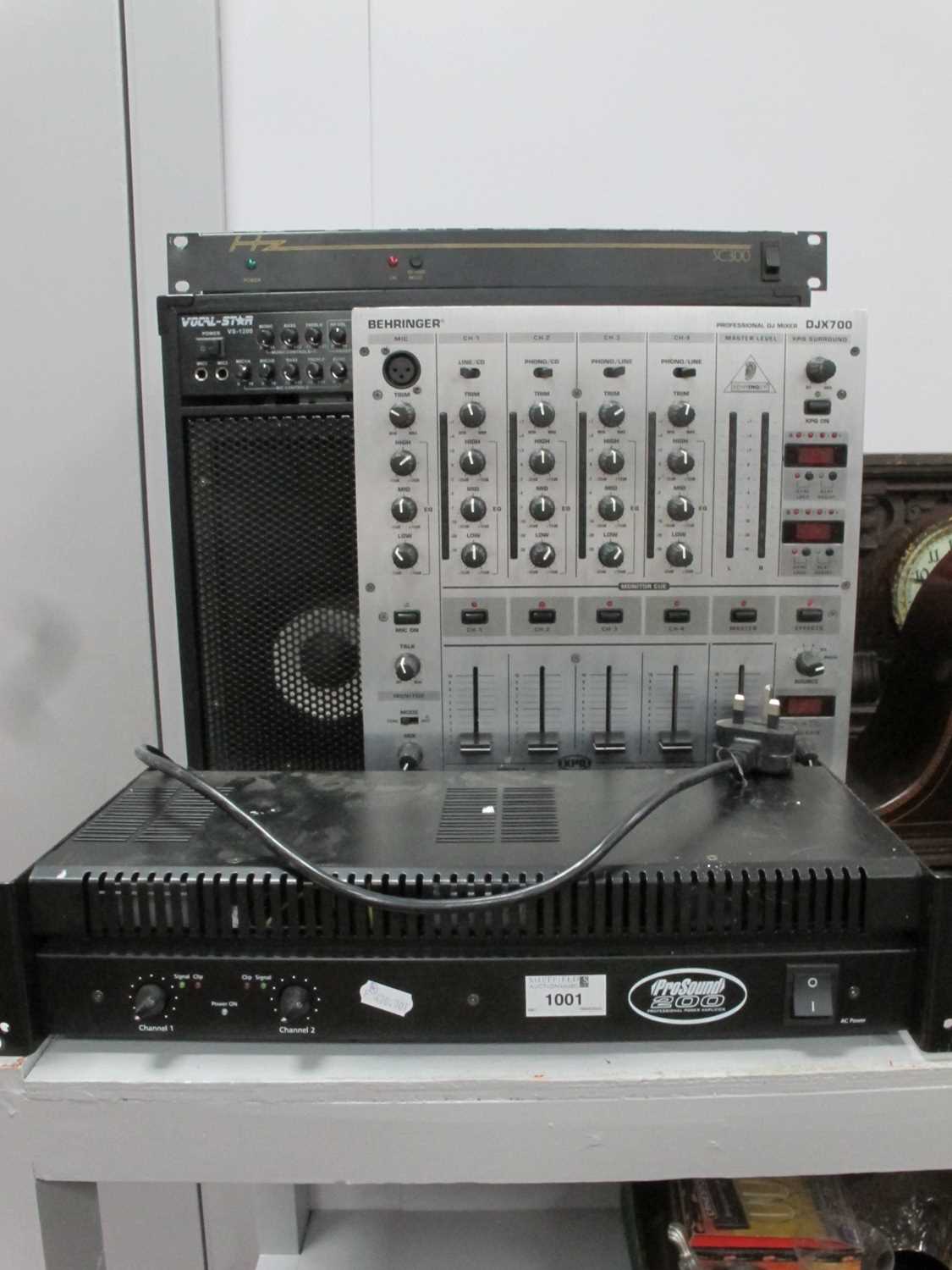 Lot 1001 - Audio - Behringer Mixer, Pro Sound AMP, Vocal -...