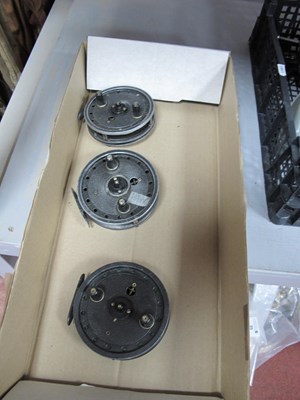 Lot 763 - Three J W Young Rapidex Centrepin Reels, 4"...